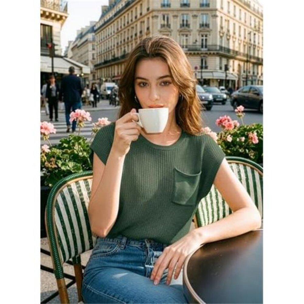 Women's Casual Short Sleeve Loose Tunic Tops Lightweight Knit Spring - Picture 6 of 6